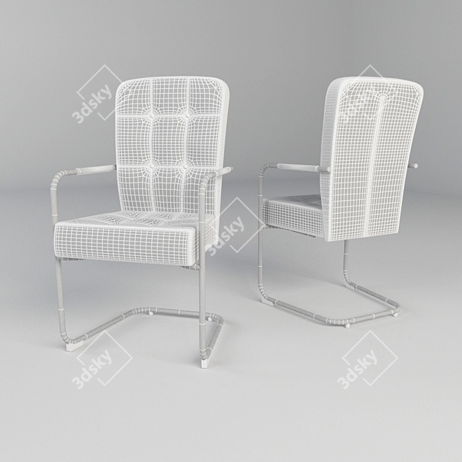 Elegant Chrome White Dining Chair 3D model image 2