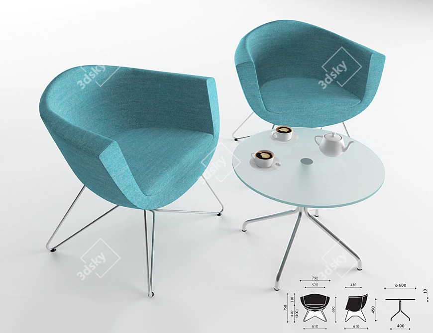 Armchair Set Profim  Stylish, Comfortable, and Versatile 3D model image 1