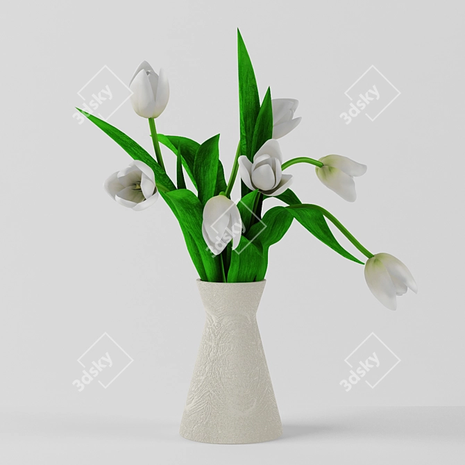 Pure Bliss White Tulips 3D model image 1