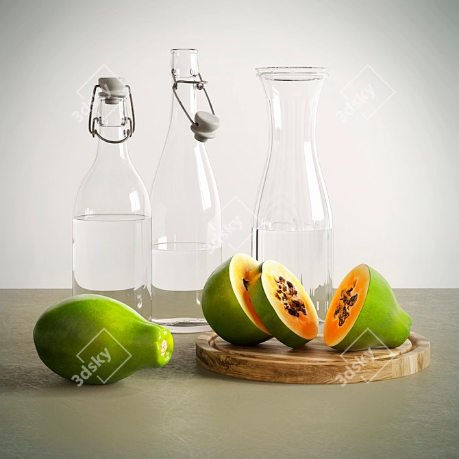 Papaya Blast: Juicy Goodness in a Bottle 3D model image 1