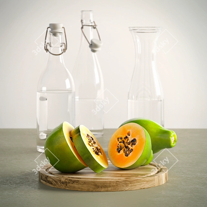 Papaya Blast: Juicy Goodness in a Bottle 3D model image 2