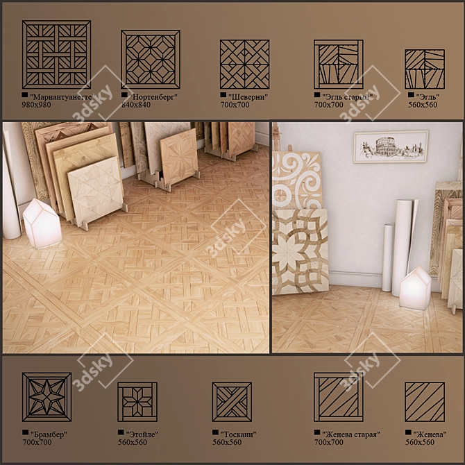 Versatile Parquet Flooring Collection 3D model image 1