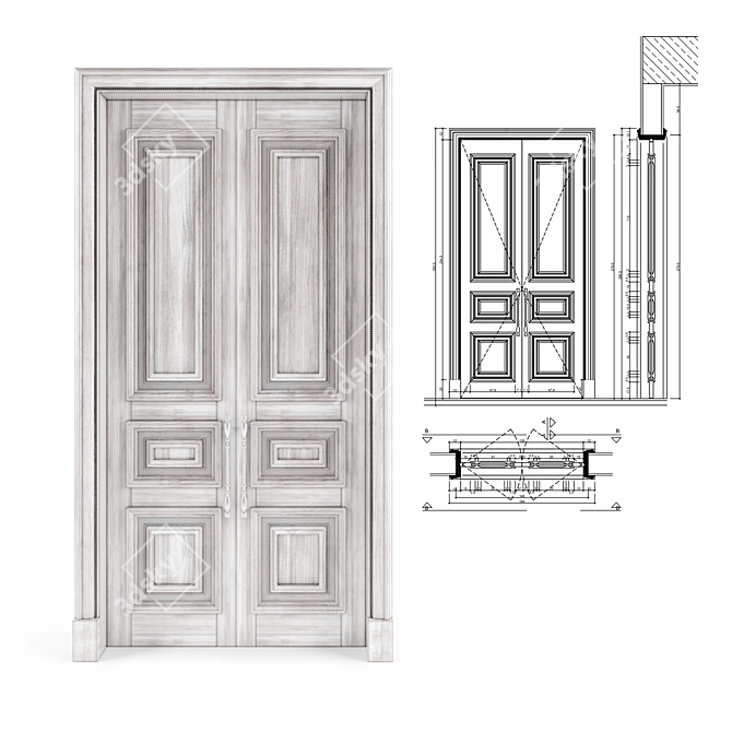 Title: Classic Wooden Door 3D model image 1