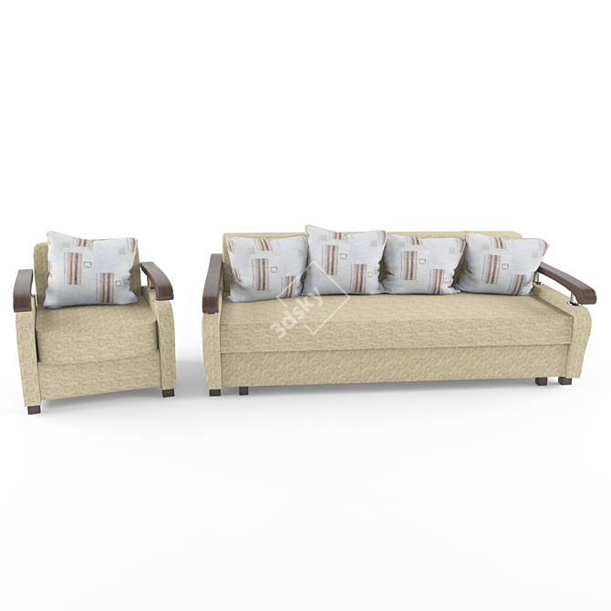 Elegant Sofa and Armchair Set 3D model image 1