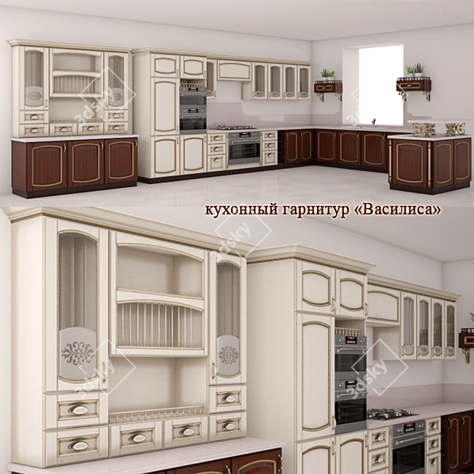 Vasilisa Corner Kitchen: Unique Design and Modular Configuration 3D model image 1