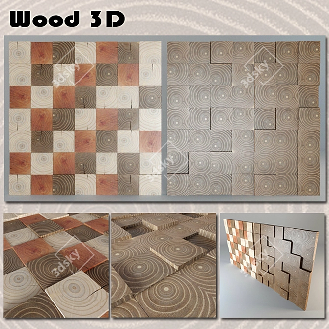 Elegant 3D Wood Panel 3D model image 1