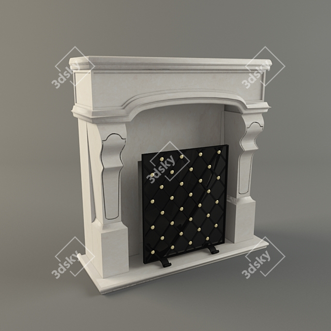 Elegant Marble Fireplace 3D model image 1