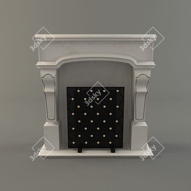 Elegant Marble Fireplace 3D model image 2