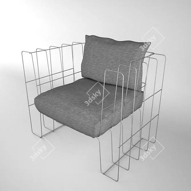 Sleek Metal Chair 3D model image 1