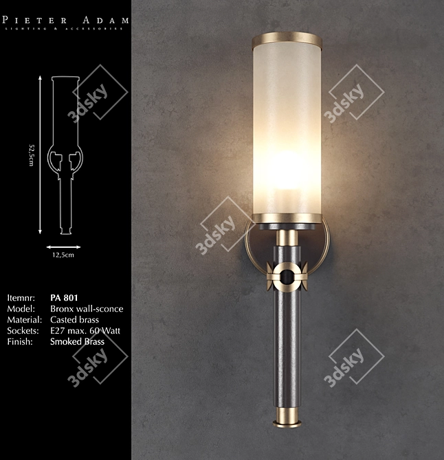 Bronx Wall-Sconce - Elegantly Casted Brass 3D model image 1