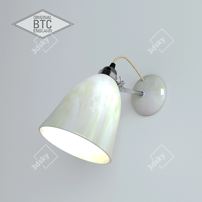 Elegant British Porcelain Wall Light with Chrome Finish 3D model image 1