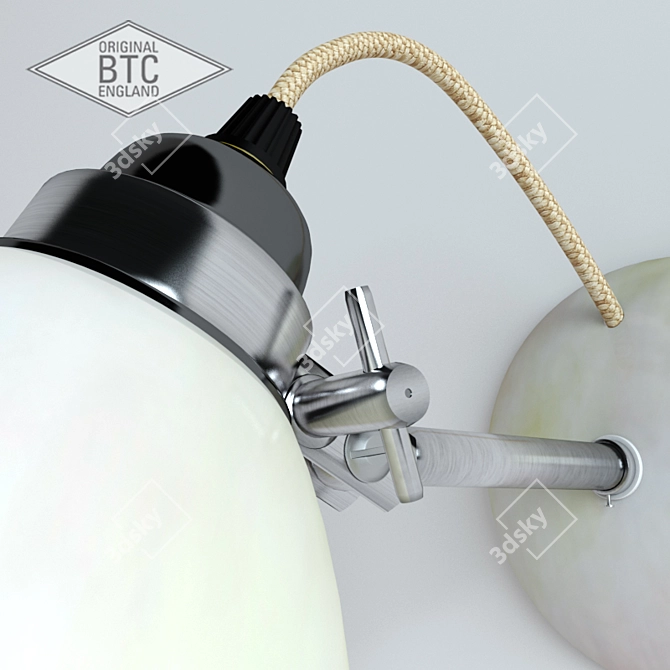 Elegant British Porcelain Wall Light with Chrome Finish 3D model image 2