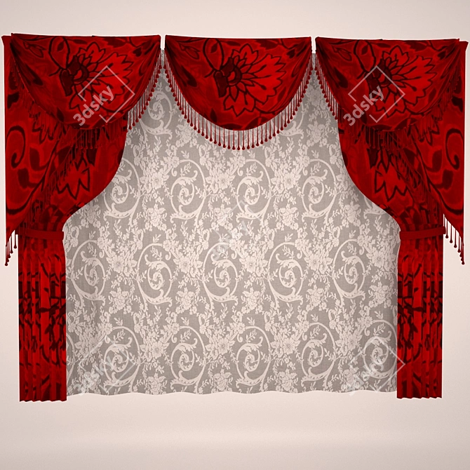 Elegant Sheer Window Curtains 3D model image 1