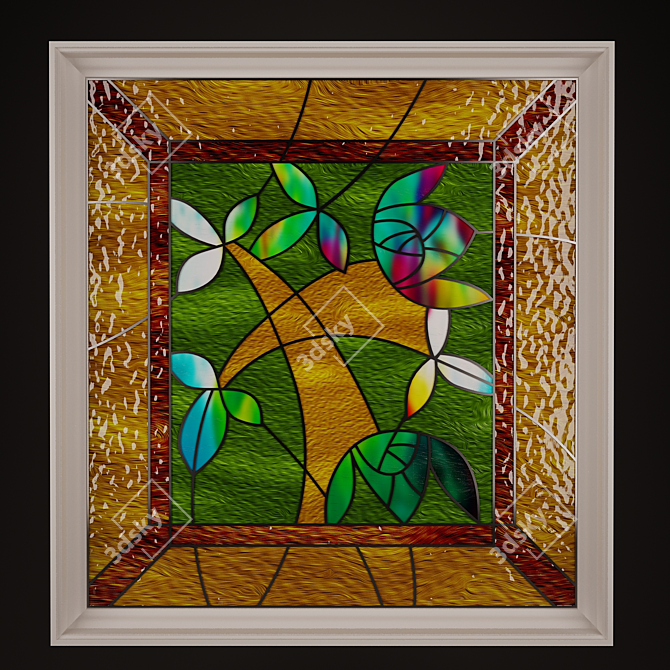 Elegant Stained Glass Decoration 3D model image 1