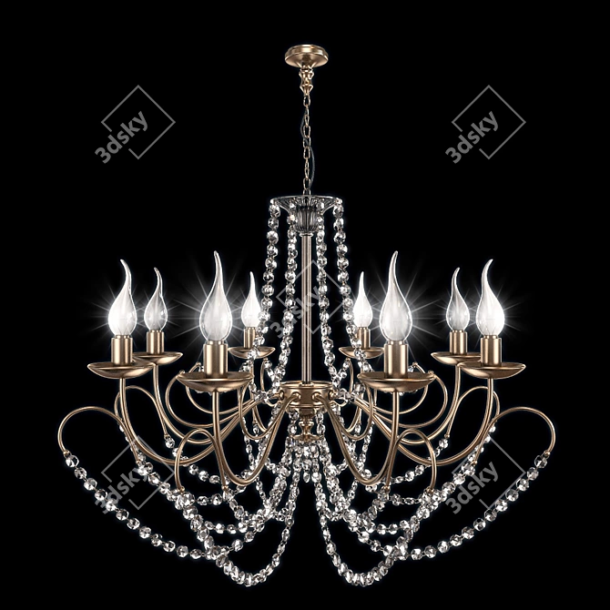 Chandelier 1137-8P Title: Sparks Collection Chrome Chandelier with Crystal Drops - Elegant Lighting for 27 sqm 3D model image 1