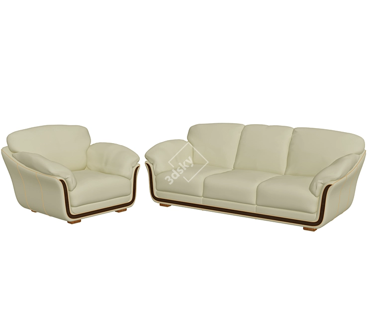 Comfort Zone Duo: Sofa & Armchair 3D model image 1