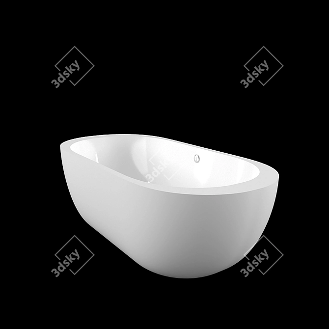 Luxurious Oval Acrylic Bathtub 3D model image 2