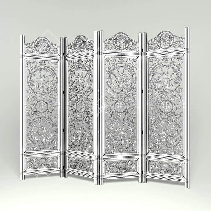 Wooden Decorative Partition 3D model image 2