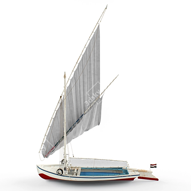 Felucca: Timeless Decked Sailboat 3D model image 1