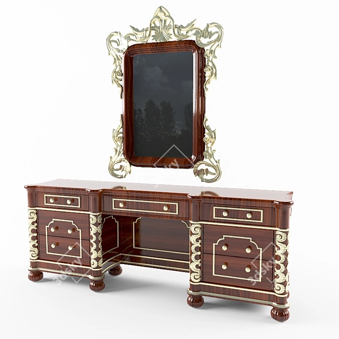 Elegant Vanity Set by Riva 3D model image 1