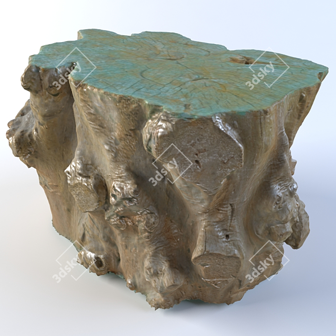 Natural Stump Table with Textures 3D model image 1