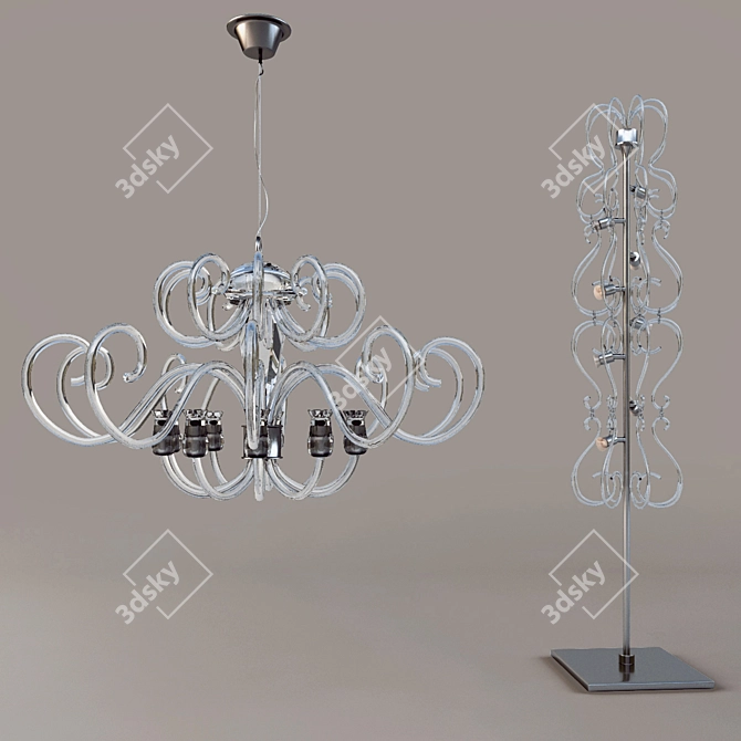 Ethereal Glow: Glass Art Lamp 3D model image 1