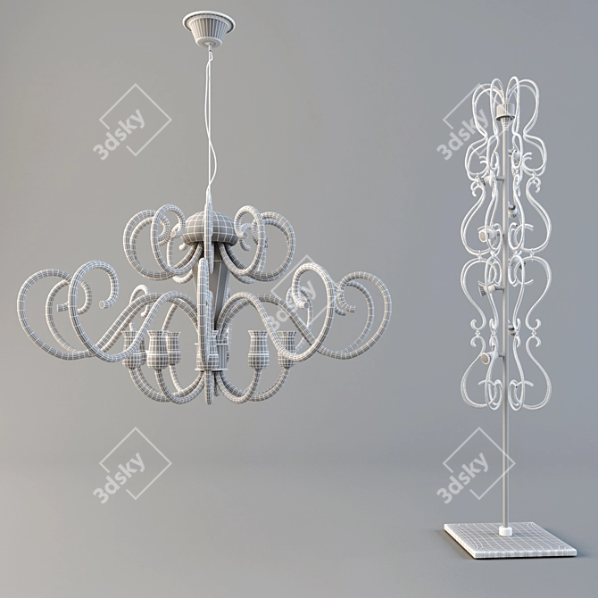 Ethereal Glow: Glass Art Lamp 3D model image 2