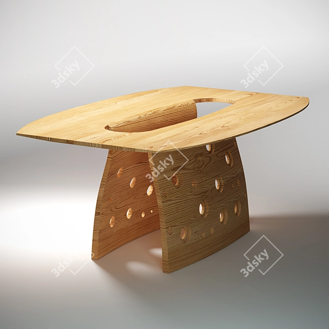 Designer Table with Holes 3D model image 1