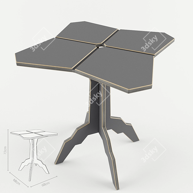 Industrial Birch Plywood Furniture Set 3D model image 3