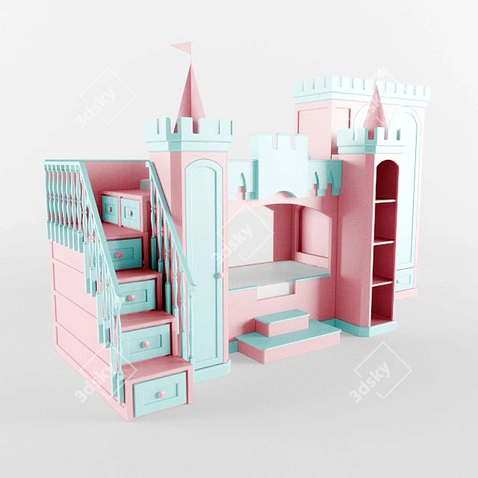 Fortress Bed for Kids - Spacious Storage 3D model image 2