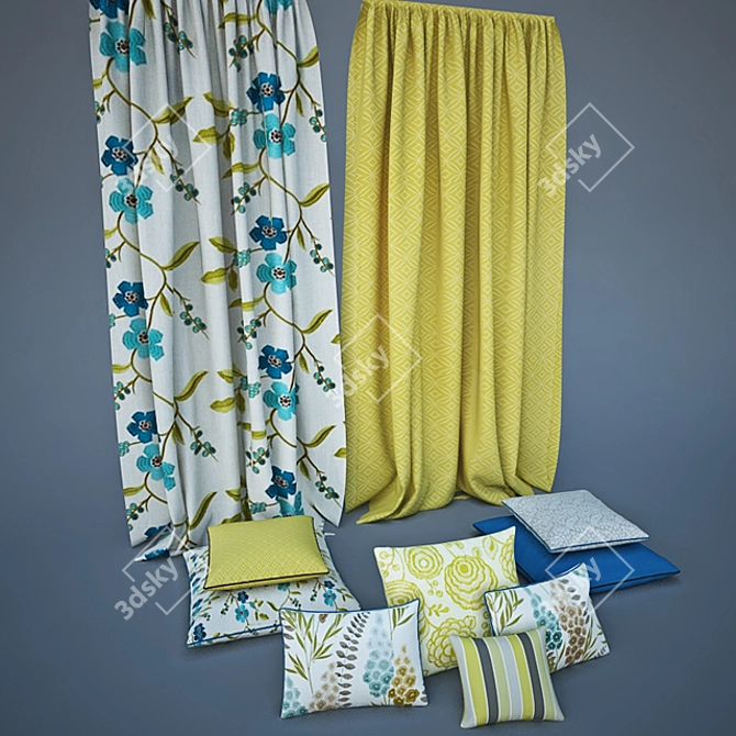 Harlequin Fabrics: Pillows & Curtains 3D model image 1