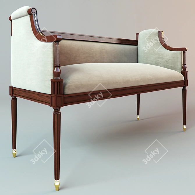 Elegant Armchair and Stool 3D model image 2