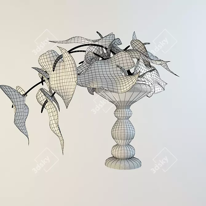 Elegant Calla Lily Vase 3D model image 2