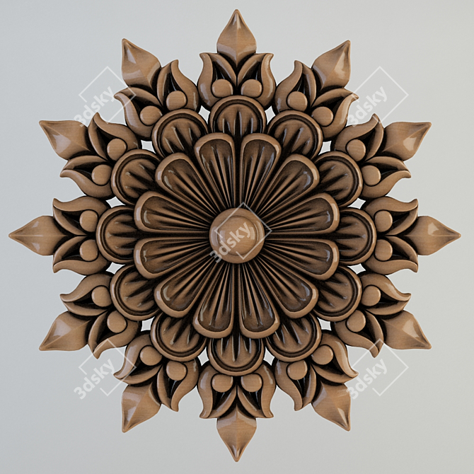 Elegant Floral Decor Rosette 3D model image 1