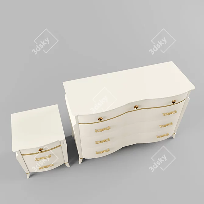 Elegant Drawer Set & Side Table 3D model image 2
