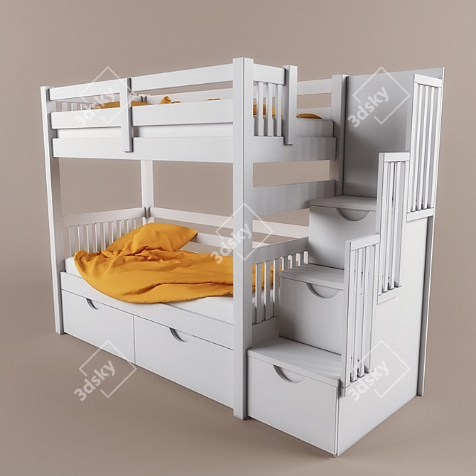 Children's Two Bunk Bed 3D model image 2