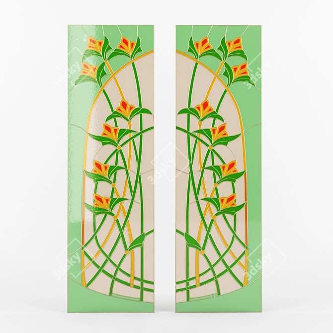 Meticulously Crafted Stained-Glass Window 3D model image 1