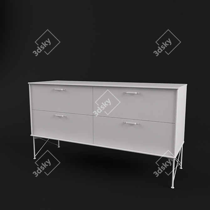 White 4-Drawer Dresser 3D model image 1