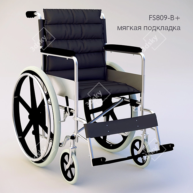 Comfort Plus FS809-b: Soft-Padded Wheelchair 3D model image 1
