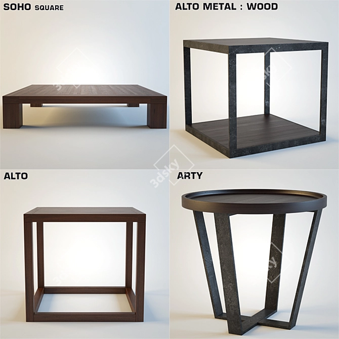 Elegant XVL Coffee Tables 3D model image 1