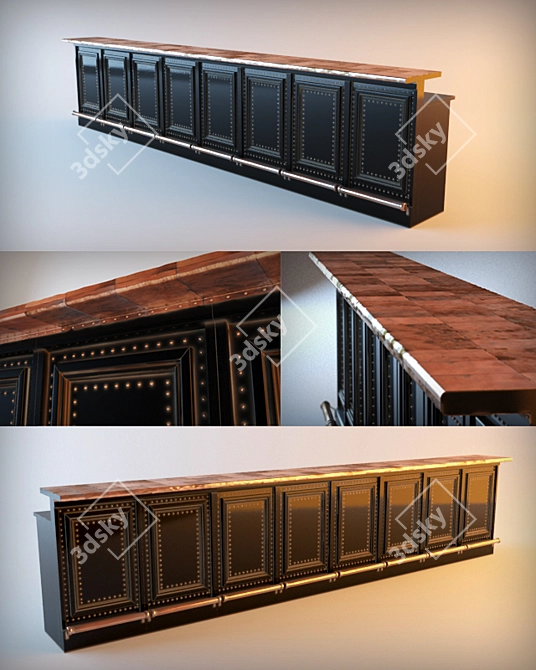 Copper-Finished Bar: Stylish and Durable 3D model image 1