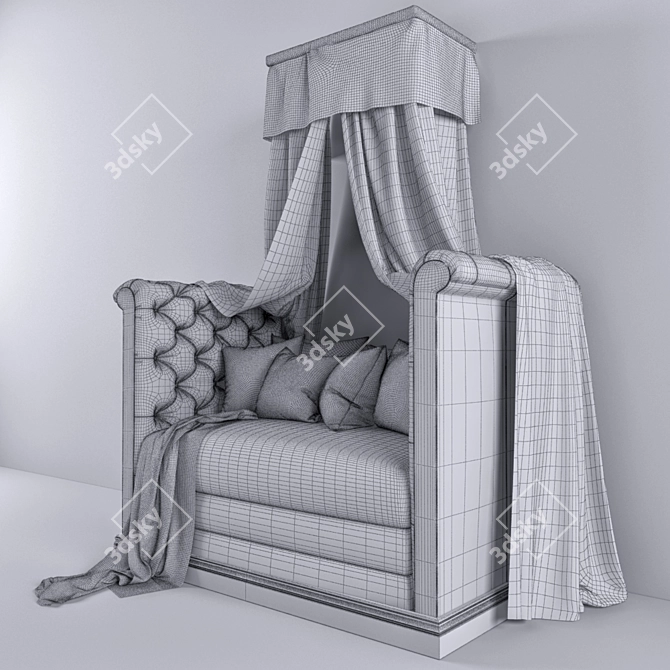 Canopied Comfort Sofa: Plush, Pillowed, and Picture-Perfect 3D model image 2