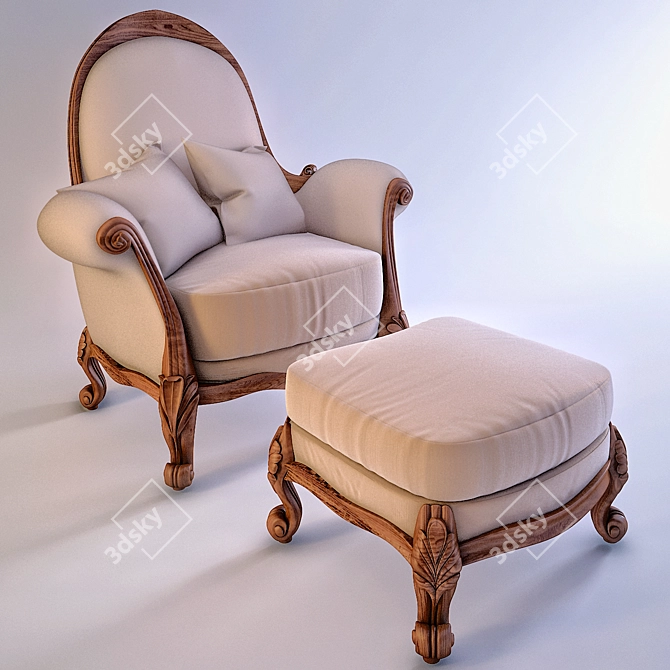 Cozy Velvet Chair 3D model image 1