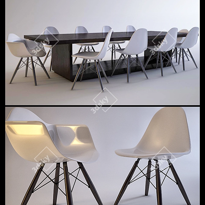 Modern Dining Set 3D model image 1