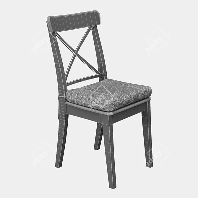 Comfort and Style: Ikea Ingolf Chair with Ulla-May Pillow 3D model image 3