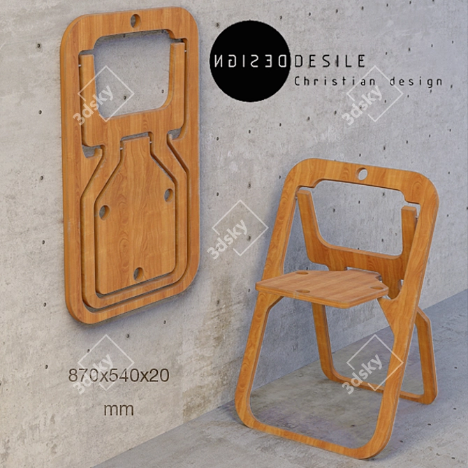 Desile Foldable Chair | Innovative Wood Folding Seat 3D model image 1