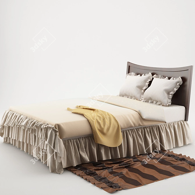 Spacious 220 x 180 cm Bed 3D model image 1