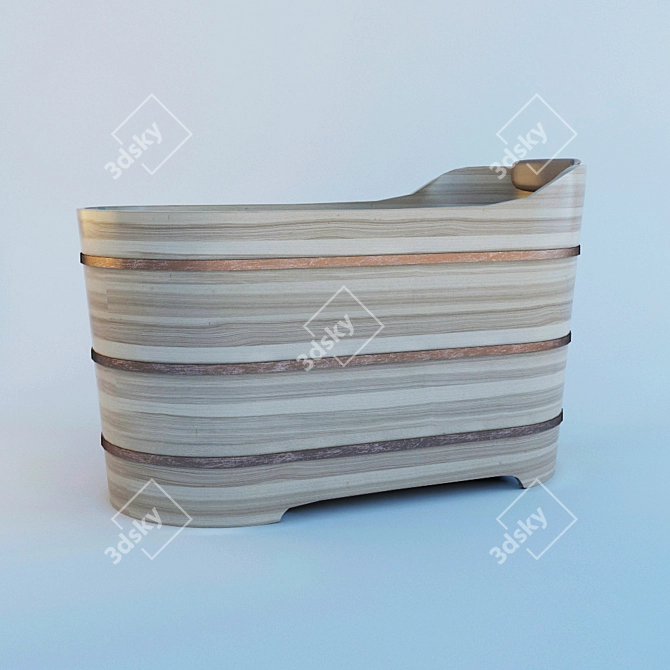 Natural Wood Bathtub 3D model image 1