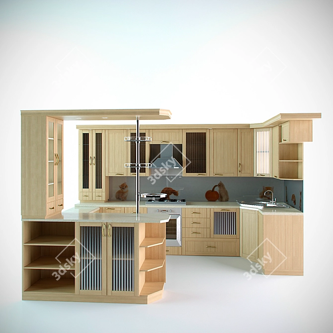 Elegant Classic Kitchen 3D model image 1