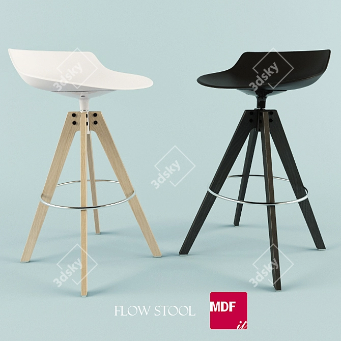 Sleek, Stylish Flow Stool 3D model image 1